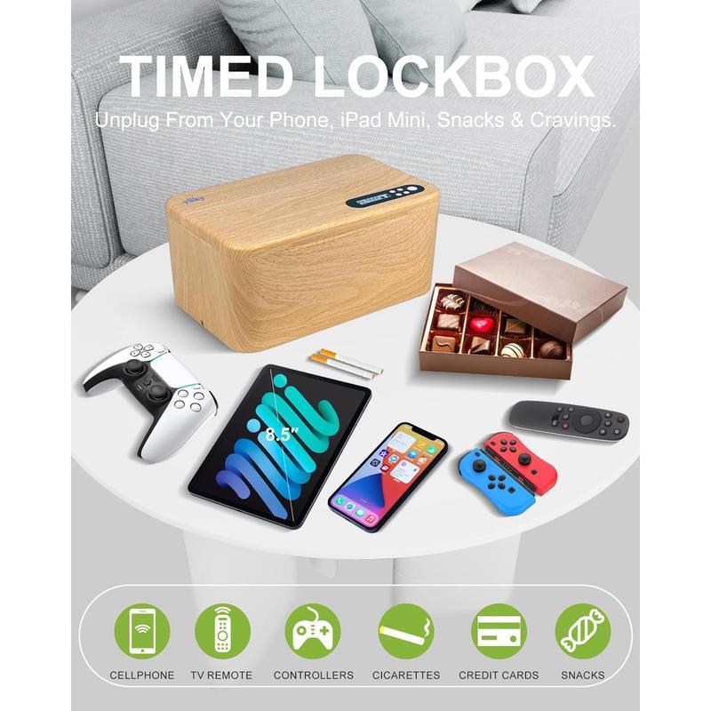 Safe Timed Lock Box, Phone Lock Box with Timer Unplug from Phones,Video ,Social Media,Snacks&Cravings,Self-Control Lockable Storage Box, Phone Locker Time Locking Container for Better Habits