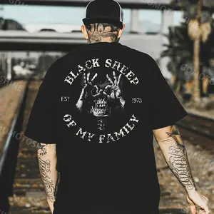 BLACK SHEEP OF MY FAMILY Skull Black Print T-Shirt