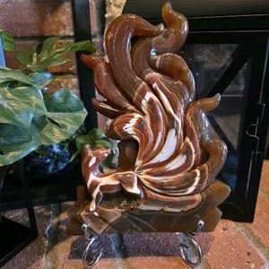 Carnelian Nine Tale Fox Crystal Carving - Unique Sculpture for Home Decor