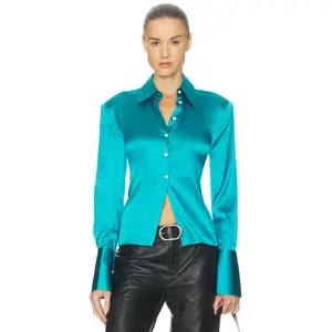 Helsa The Silk Charmeuse Shirt in Cerulean Blue