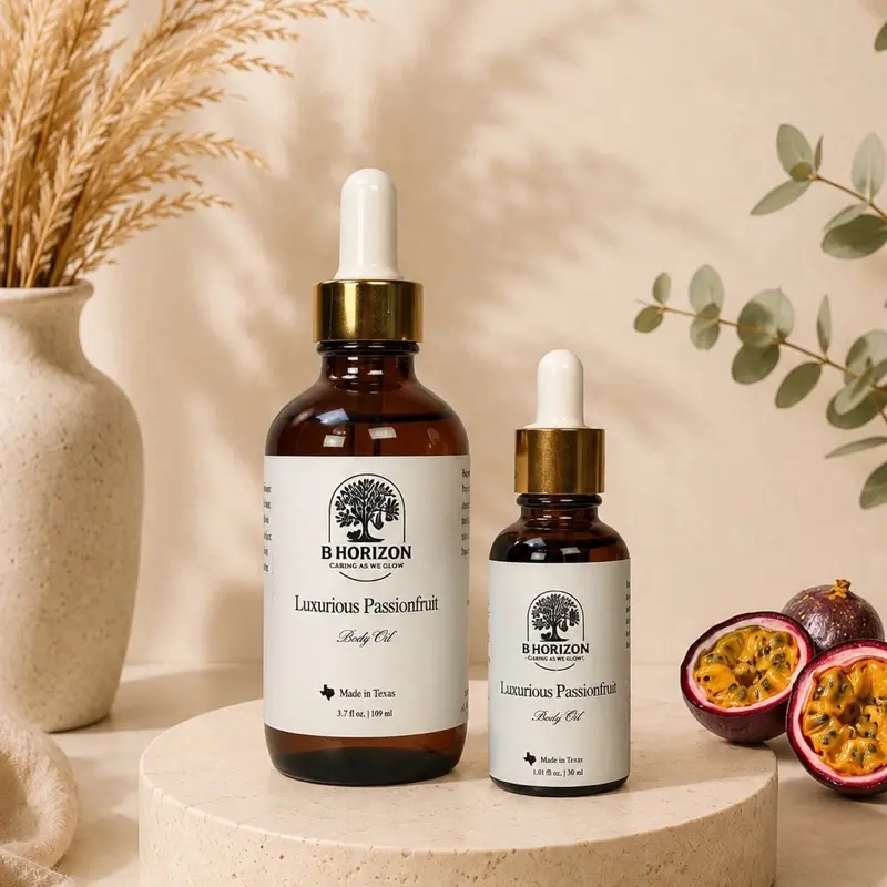 B Horizon Luxurious Passionfruit Aroma Body Oil - 109 ml/0.93 oz Premium Botanical Multi-Oil Cosmetic, Adult Body Care Moisture Blend for Radiant Silky Skin Daily Hydration, Nourishing Body Oil