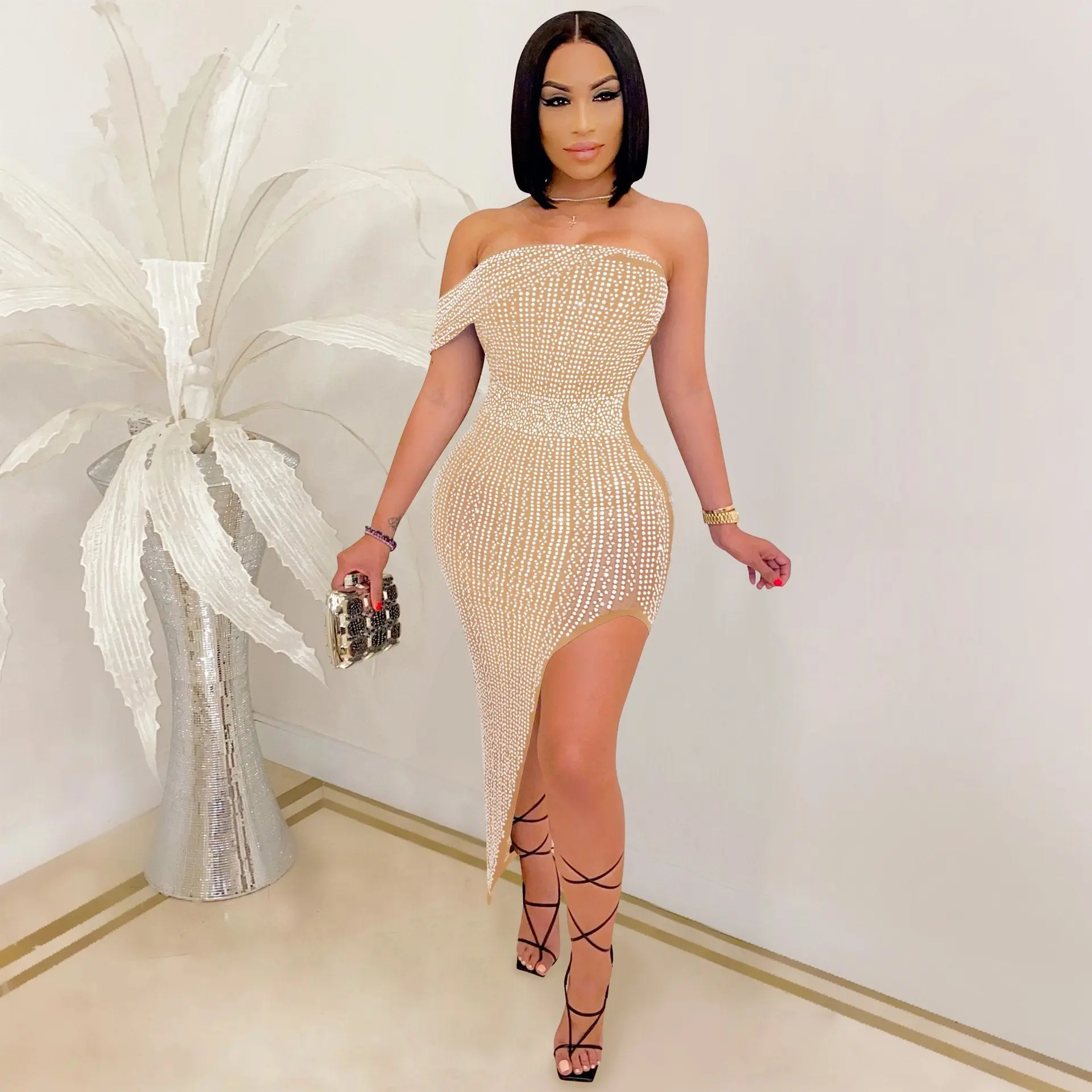 Ravishing Rhinestone Mesh Dress: Unleash Your Inner Party Diva! - TikTok  Shop