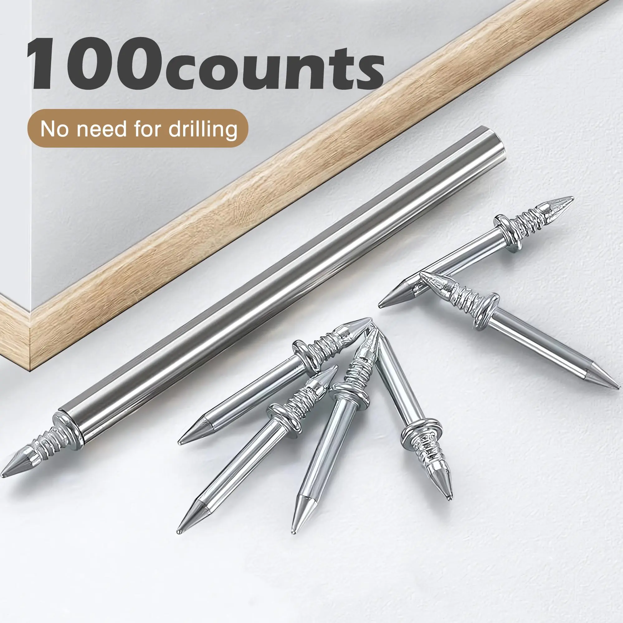 100 Double-Headed Carbon Steel Baseboard Nails - Corrosion-Resist, Easy to Use, Invisible Traceless Fixation, Seamless Install for Fixing Baseboards, Hanging Photos, Home Decoration Handcrafting,sohochic