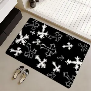 Chrome Hearts brand Floor Mat Non-Slip Soft Flannel Thickened Rug Indoor Door Mat Ultra Soft Absorbent Wear-Resistant Floor Mat for Living Room Hallway Entryway Front Door Porch Durable Non-Skid Home Decoration Mat for Indoor Daily Use