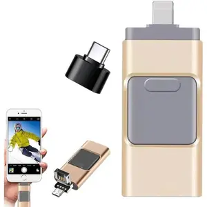 3 in 1 Flash Drive, High Speed USB 3.0 Memory Storage, Flash Pen Drive with Free Type-C Adapter, Plug and Play, External Storage Compatible with Phones, PC and More Devices, Portable Phone Accessories (64GB)