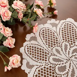 1pc Elegant Daisy Lace Table Mat Placemat, Round Floral Design, Perfect for Home & Hotel Use, Durable Fabric Material, Ideal Gift Choice, Floral Pattern Placemat