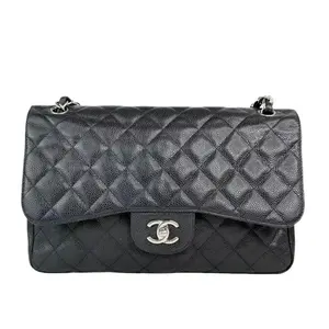 Pre-owned CHANEL Leather Crossbody Bags Black Caviar Jumbo Double Flap Shoulder Bag Crossbody