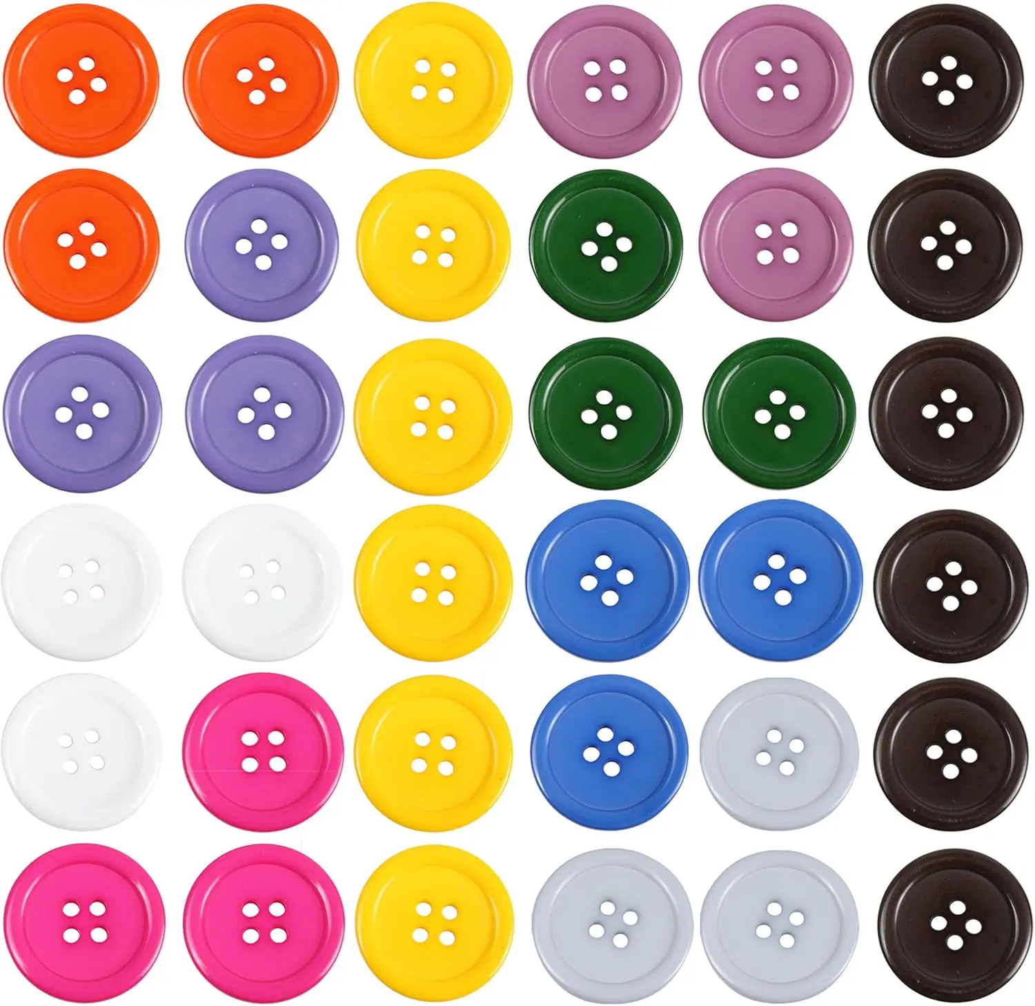 100 count 1 Inch Colorful  Buttons, Round 4 Holes Button for Crafts Replacement, Sewing, Shirt, Clothing and Craft Decoration (10 Mixed Colors)