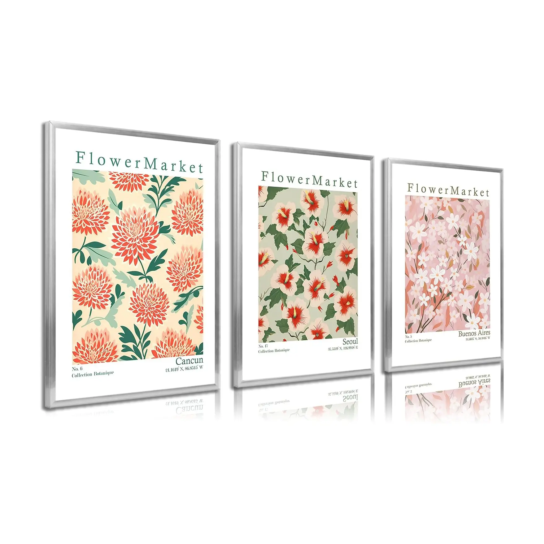 3pcs Flower Market Canvas Wall Art Minimalist Danish Pastel Flower Market Posters Prints Matisse Floral Plant Wall Decor Pictures for Bedroom Living Room Office Bathroom Decoration Unframed