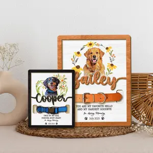 Personalized Pet Memorial Frame for Cat or Dog with Collar Holder Plaque And Sign, Custom Pet Loss Gift Plaque And Sign, Dog Sympathy Sign Plaque And Sign, Cat Sympathy Gift Plaque And Sign, Pet Keepsake