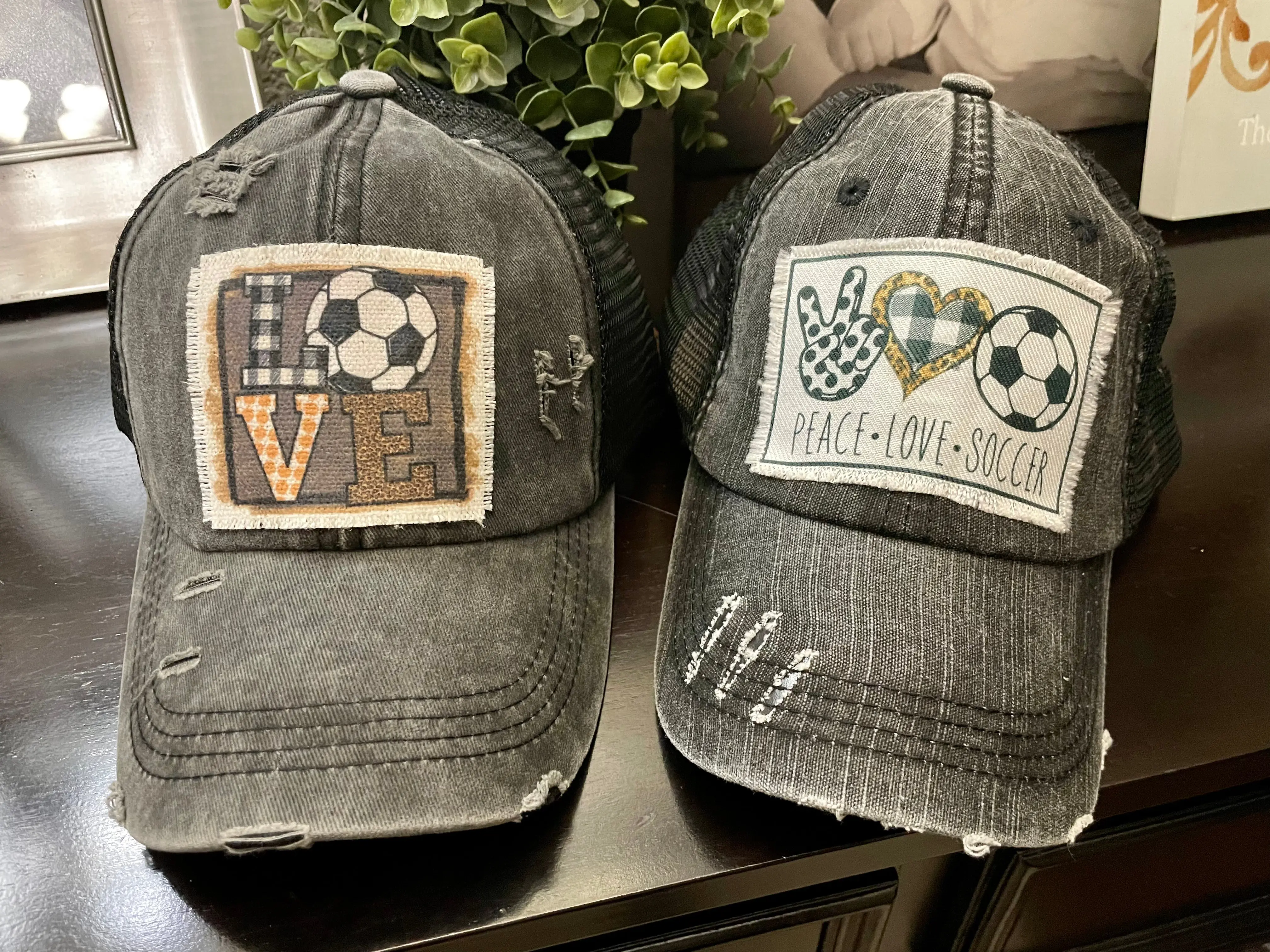 Female Soccer Ball Trucker Hat - Football-Themed Hats, Wrinkle-Resistant Cotton, Velcro Adjustable Fit, One-Size for Bad Hair Days
