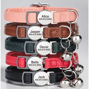Custom Engraved Pet ID Collar - Personalized Name, Phone Number, Date - Adjustable Anti-Choke Anti-Lost Cat Collar - Synthetic Leather Material - Ideal Pet Birthday or Adoption Gift, High-Quality Accessory