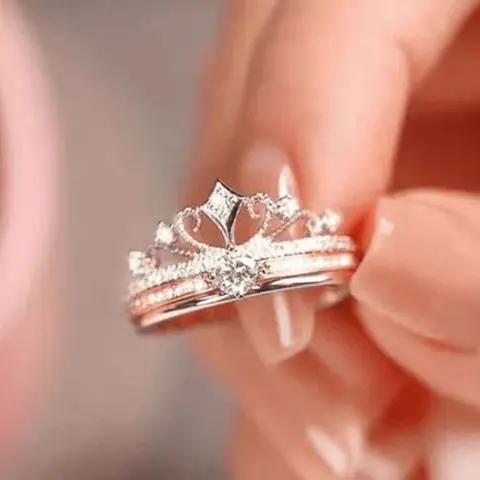 Elegant Zircon Crown Design Rings Set, Fashion Engagement Rings, Perfect for Proposal, Engagement, Wedding, Valentine's Day Gift, Daily Wear, Honeymoon, Party