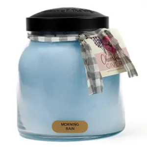 Morning Rain - 34 oz Papa Candle Aroma Bamboo Scented Candle Made in the USA with Checkered Ribbon and "A Cheerful GIVER" Tag