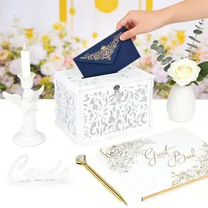 Wedding Money Box Holder with Sign Wooden Gift Card Box Rustic Wood Wooden DIY Envelop Gift Card Shadow Boxes for Wedding Reception Anniversary, Birthdays, Bridal