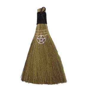 Wiccan 9″ Ritual Broom with Pentagram Charm – For Home Cleansing &amp; Spiritual Protection