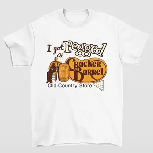 Vintage Cracker Barrel Unisex Heavy Cotton Tee Featuring Retro Country Store Design Perfect for Foodies