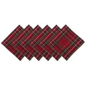 Design Imports Set/6 Holiday Metallic Plaid Napkins