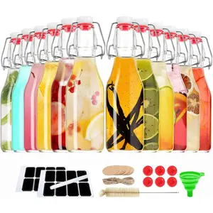 12 Pack 8.5 OZ Swing Top Glass Bottles with Lids Kombucha Coquito Flip Top Glass Bottle for Syrup Vanilla Extract Brew  Kefir Air Tight Bottles for  (8.5 oz 12 pack)