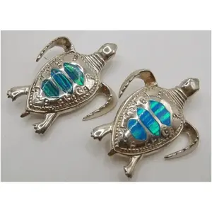 Kemp Ridley Sterling Silver Opal Inlay Turtle Pin