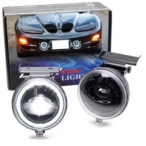 iJDMTOY Black-Out Dark Tinted 2-In-1 Xenon White 24W High Power LED Projector Fog Lights w/ Halo Ring DRL, For Pontiac 1998-2002 irebird Base, Formula, Trans AM