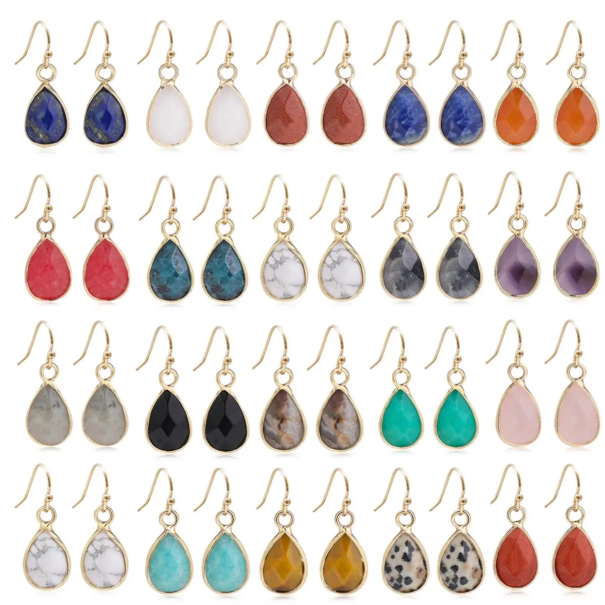 Waterdrop Natural  Stone Dangle Labradorite Earrings for Women Newly Designed  Female Daily Wear  ing