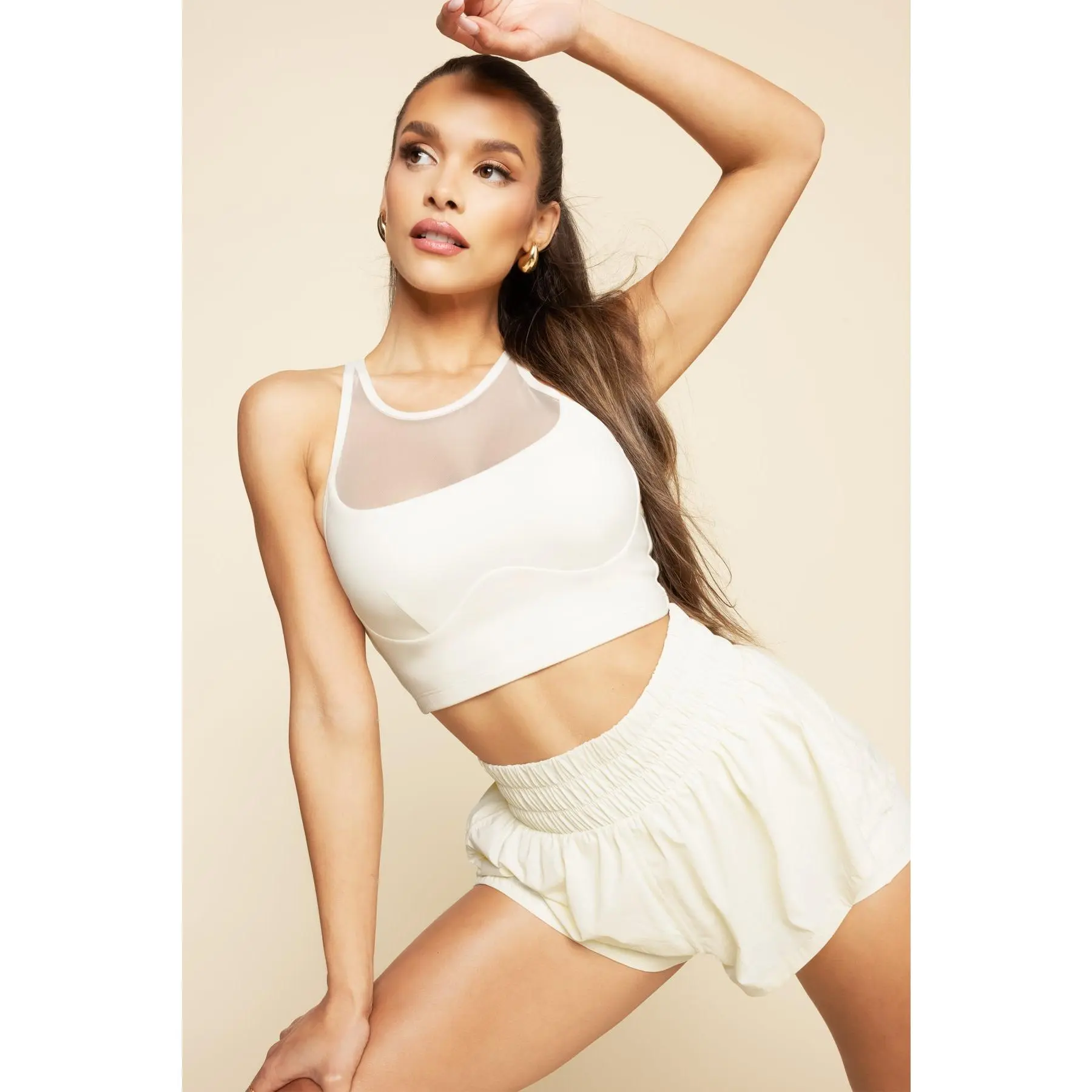 Celeste Mesh Crop Bralette - Ivory