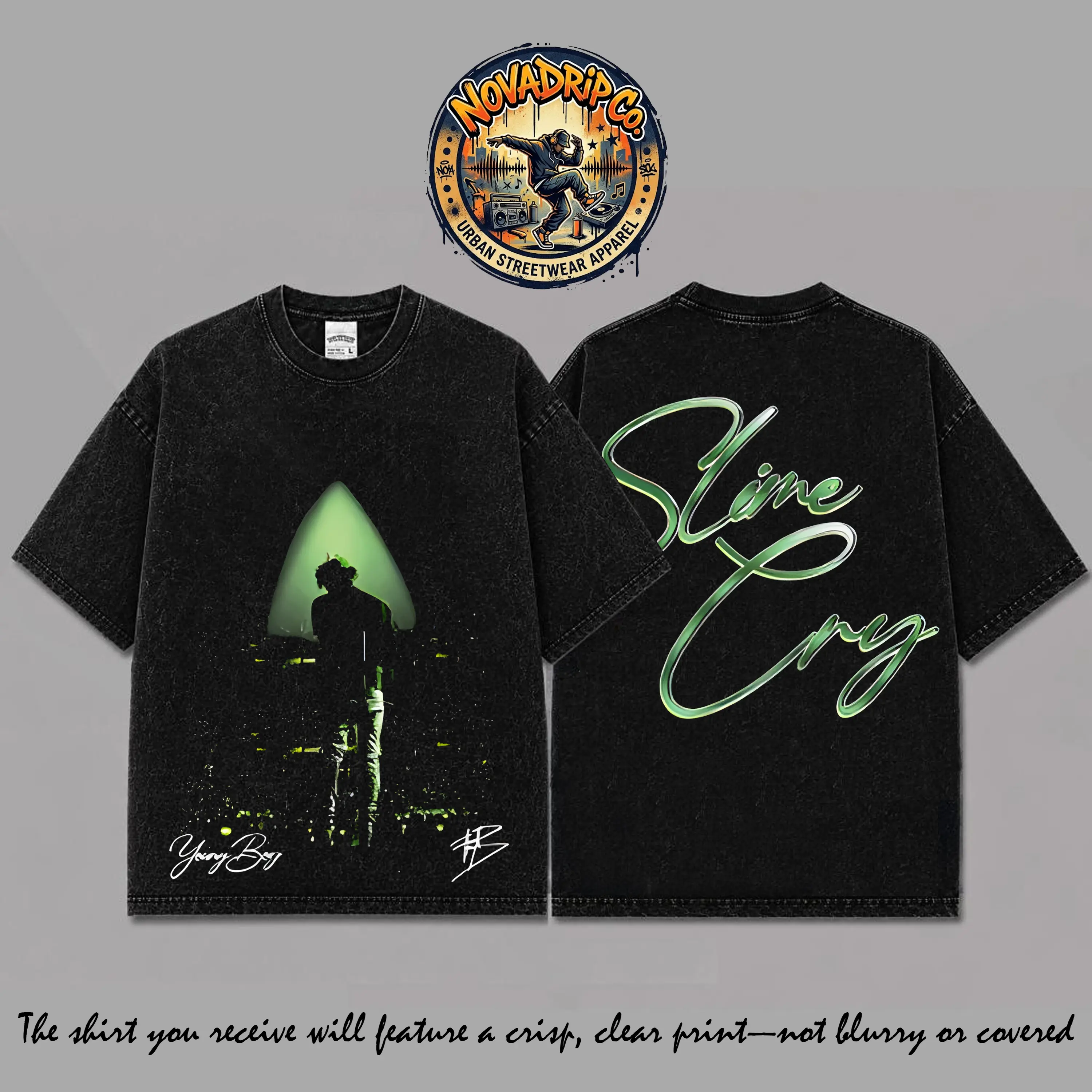 Young Boy Never Broke Again Slime Cry Album 2026 Unisex Oversized Premium Cotton Black T-Shirt, The 4KT T-Shirt , Vintage Music Merch T-Shirt, Music Rap Style, New Album Gift For Fans