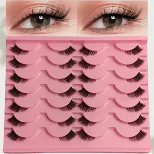14 Pairs Transparent False Eyelashes, Half Eye Lash Extensions, Cat Eye, Feline Lash Clusters, Fluffy, Natural, Soft, Comfortable, Anime Cosplay, Versatile Use
