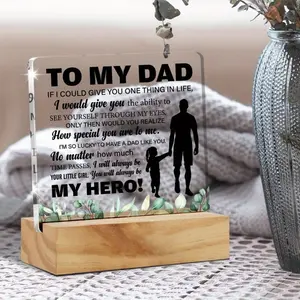 To My Dad Acrylic Desk Plaque 4.72"x5.12" | My Hero Father Daughter Keepsake | Heartwarming Birthday & Christmas Gift from Daughter outdoor wall art sign bar gardening flat aluminium office valentine mother day military funny warning private country style