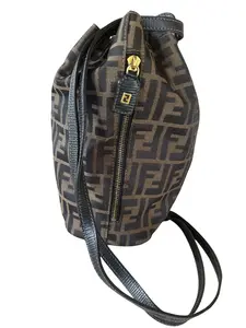 Pre-owned FENDI Canvas Bucket Brown Black Zucca Bag Backpack