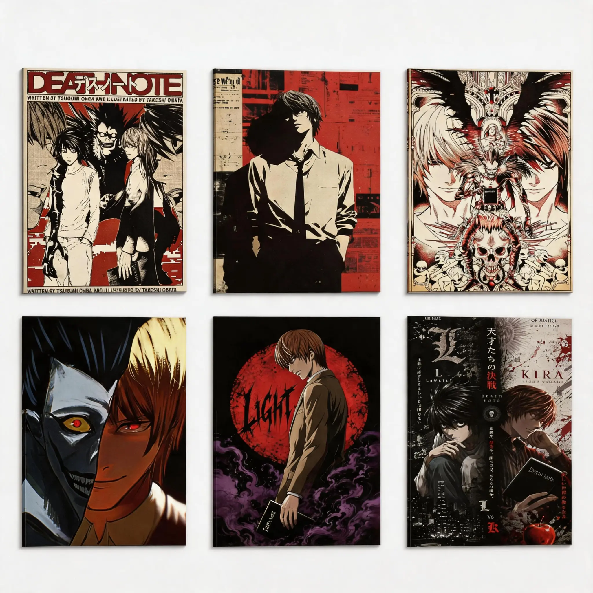Anime Dorm Room Poster Death Note Canvas Print, Gothic Anime Poster, Black Red Manga Room Decor, Gaming Setup Wall Decor, Anime Gift， Room Decor For Manga Lover,Multiple Designs & Sizes