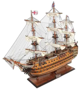 HomeRoots 401842 27 in. HMS Victory Hand Painted Ship Sculpture
