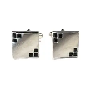 MENDEPOT Brushed Square Black Crystal Cufflinks Men Luxury Stone Cufflinks Wedding Birthday Gift