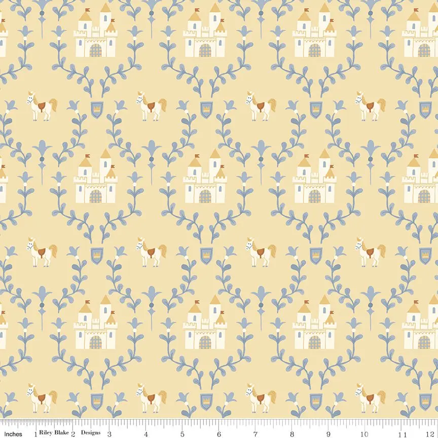 Faraway Kingdom Enchanted Castle Sunlight Fabric by the Yard or Fat Quarter | Riley Blake Designs