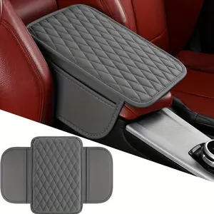 Car Thickened Armrest Box Mat, 2 Storage Side Pockets, PU Leather Storage Mat, Multiple Colors, High Quality