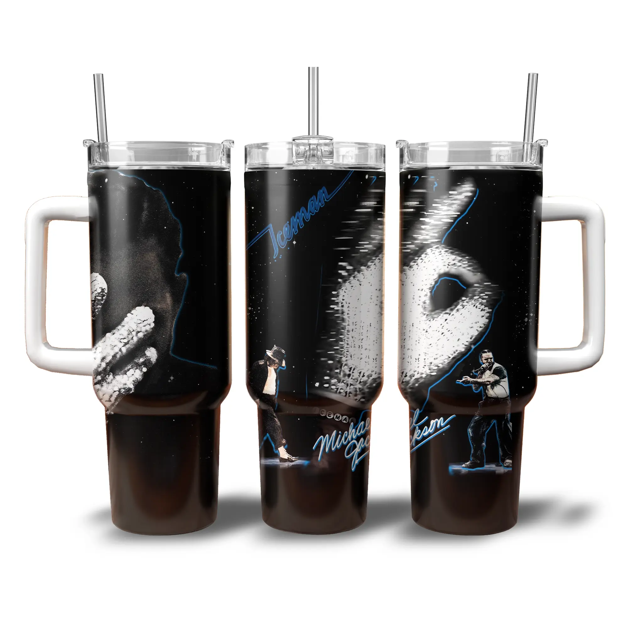 Drake ICEMAN 2026 Insulated Stainless Steel Tumbler - 20oz-40oz, Michael Jackson Diamond Hand Ice Glove Graphic, Reusable Modern Vacuum Flask with Lid & Straw, Drake Rap Fan Gift
