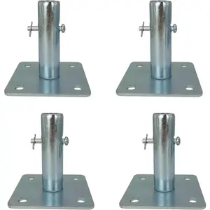 4 count Scaffold Base Plates with Pins for Baker Style Scaffolding, Galvanized