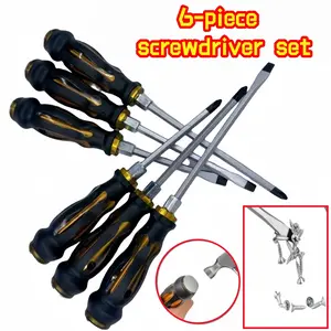 6-Piece Manual Screwdriver Set, Non-Slip Handle, Flat Head Cross Drive, Multiple Sizes, Home Repair Tools, Essential DIY Kit