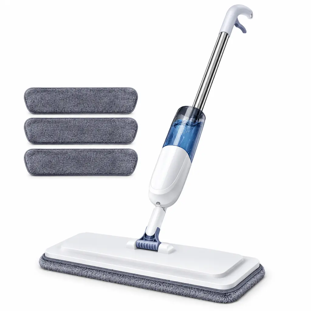 Microfiber Spray Mop for Floors, Wet & Dry Flat Mop with Sprayer, 3 Washable Reusable Mop Pads, for Hardwood, Tile, Laminate, Vinyl & Marble Floors