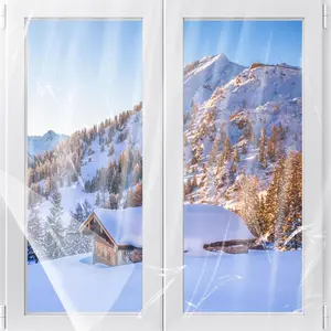 62×433in Window Insulation Kit for Winter- Indoor 10-Window Plastic for Winterizing, Thicken Translucent Window Covering Shrink Film with Double-Side Tape to Keep Cold Out