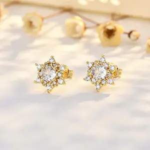 Snowflake zircon earrings are versatile for women and are suitable for daily couple gifts springtok