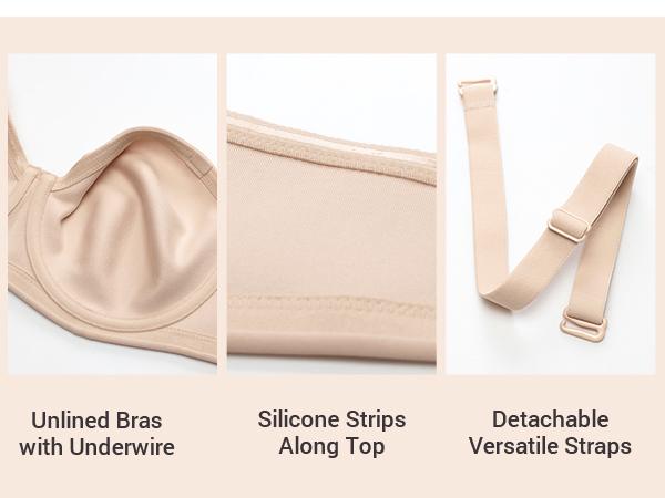 DELIMIRA Women's Inbarely Lift Strapless Bra Plus Size Full Coverage Unlined Underwire Seamless Bras DELIMIRA Women's Inbarely Lift Strapless Bra Plus Size Full Coverage Unlined Underwire Seamless Bras