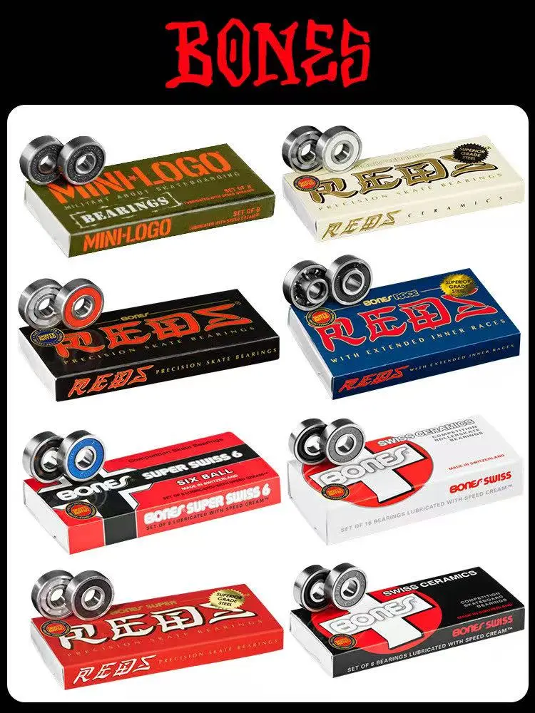 Bones Reds Bearings 608 BONES Bearings • Ceramic Integrated • High Speed For Skateboards, Surfskates & Longboardsskate & Longboar Bones Reds Skateboard Bearings 8 Pack