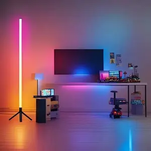 1pc Iridescent Floor Lamp — Corner Standing LED Ambient Light | Supports Music Sync & Color Transitions | Ideal Decorative Lighting for Bedrooms, Living Rooms, and Game Rooms, Modern Standing Light
