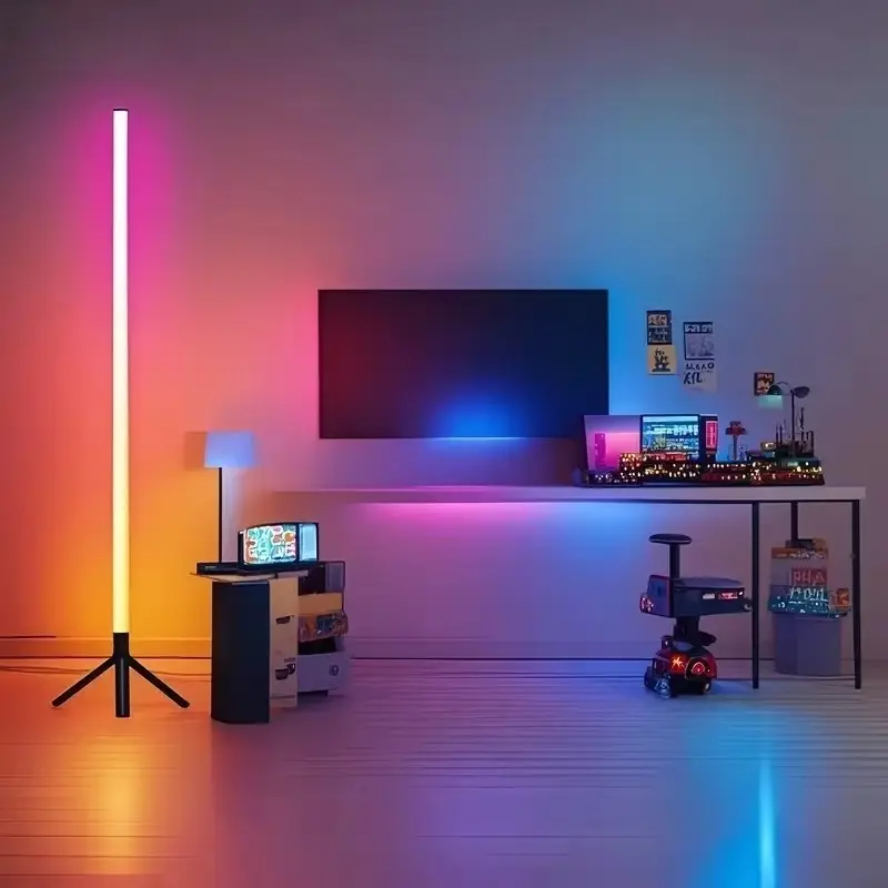 1pc Iridescent Floor Lamp, LED Floor Lamps — Corner Standing LED Ambient Light | Supports Music Sync & Color Transitions | Decorative Lighting for Bedrooms, Living Rooms, Modern Standing Light, Home Decor Lighting, Led Decoration Lamp