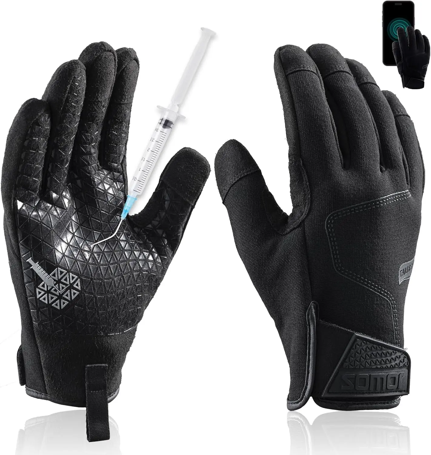 TAILI Protective Work Gloves - Level 3 Needle-Safe, Level 5 Puncture-Safe, A7 Cut-Resistant, Touchscreen-Compatible, Breathable, Enhanced-Grip Black Gloves for Gardening