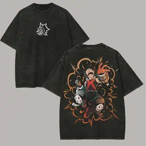 My Hero Academia Katsuki Bakugo Printed Unisex Washed T-Shirt 15