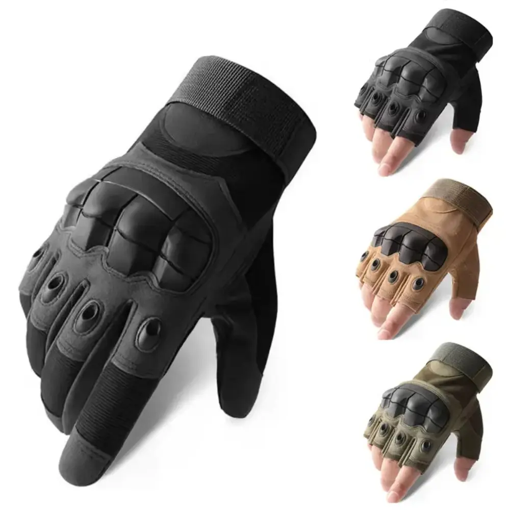 Microfiber Leather Tactical Gloves, Full Finger Split-Finger Design for Men & Women, Breathable Shockproof Protection for Hunting & Outdoor Sports (M/L/XL), Boxing, Split Fingers