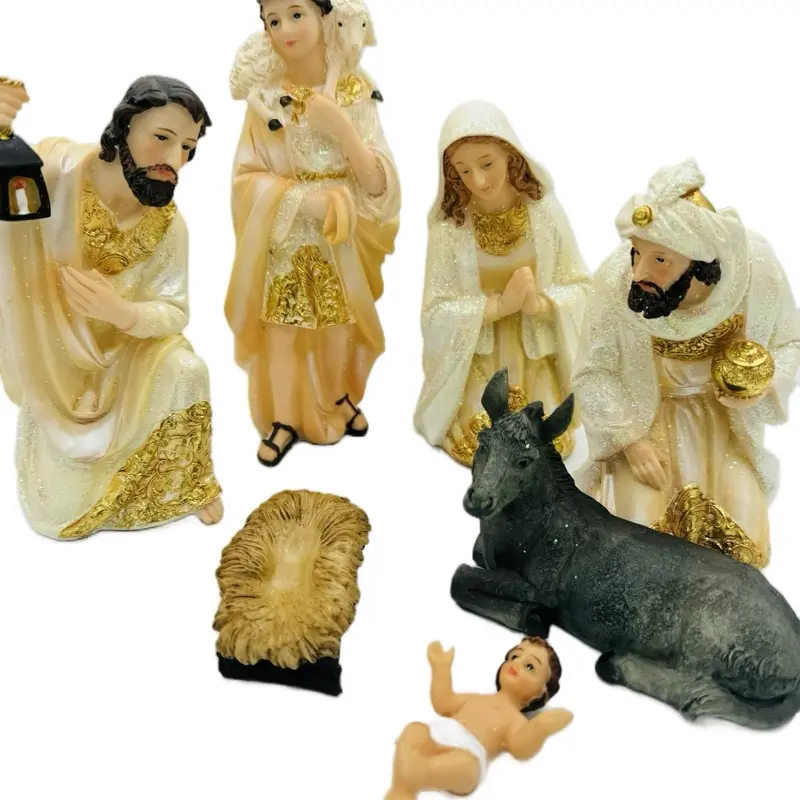 11-Piece Religious Nativity Scene Decor Figures Complete Set - 8 in Tall Brand-New Figurines for Home Decor Display (House Not Included)